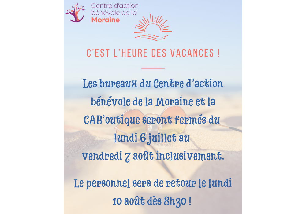 Fermeture estivale du Centre